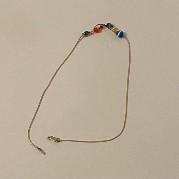 ITALY NECKLACE CHOKER STERLING SILVER YYY BEADS ADDED 15.5” 6.2g - Picture 8 of 9